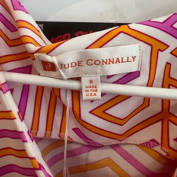Jude Connally Pink and Orange Geometric Dress sz S‎ - Picture 3 of 3